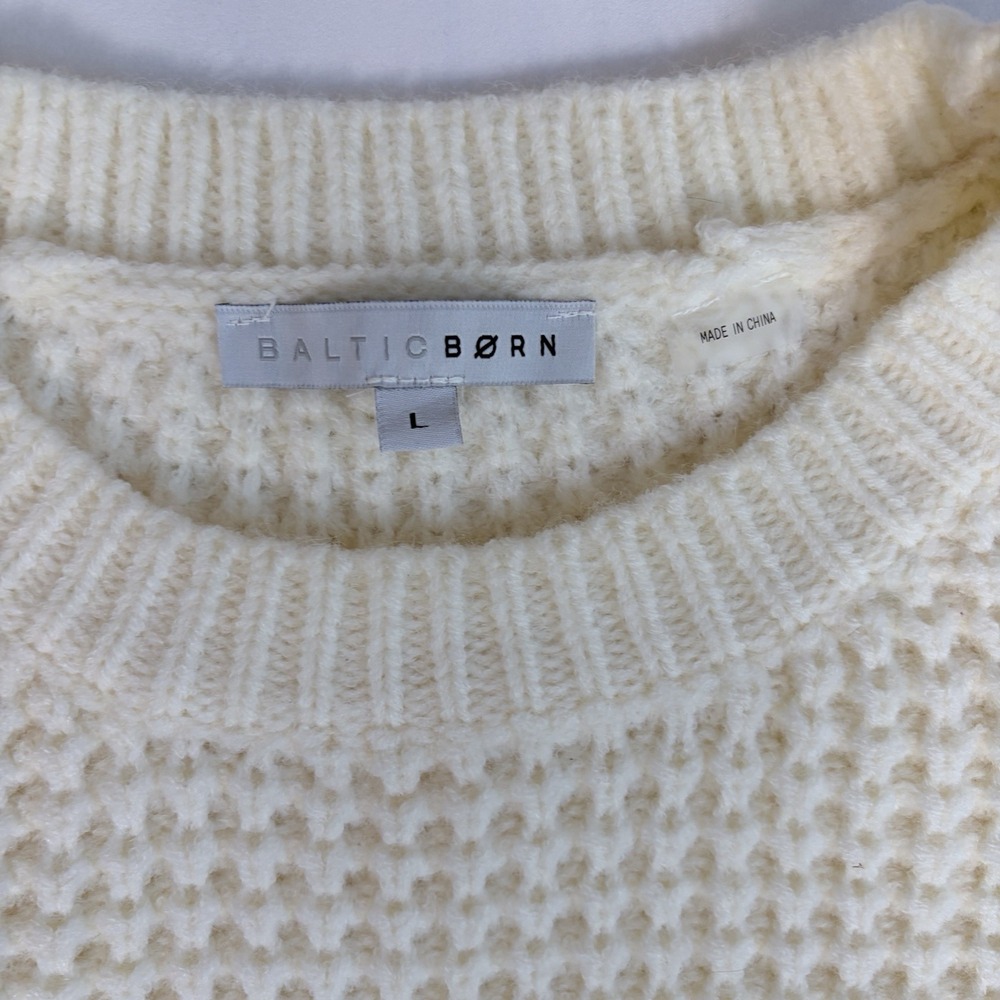 Baltic Born Womens Large Knit Sweater Cream Cottagecore Chic Romantic Oversized - Picture 2 of 7